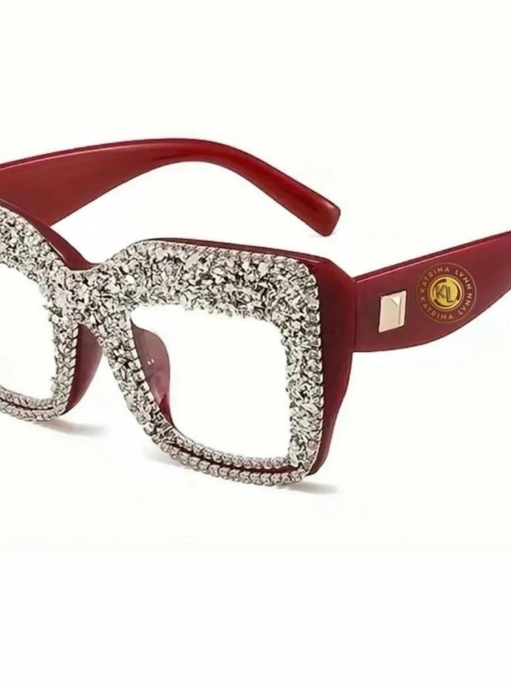 Crystal Embellished Red Glasses Like New